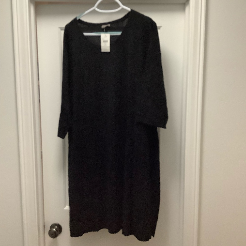 ⭐️NWT J.Jill 3X Black (Lightweight/Medium Weight) Sweater Dress Wide Ribbed Hem